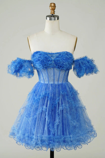 omberprom A Line Graduation Dresses Off The Shoulder Short Homecoming Dress