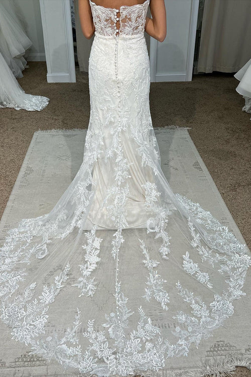omberprom Elegant Sweetheart Mermaid Long Lace Wedding Dress