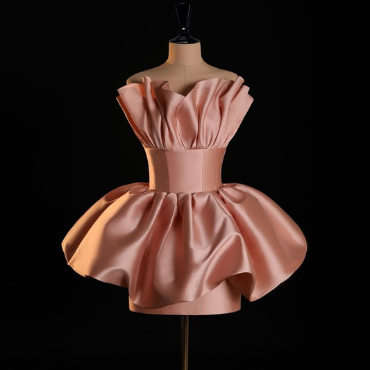 Beautiful Pink Strapless Pleated Homecoming Dress Birthday Dress Y8831
