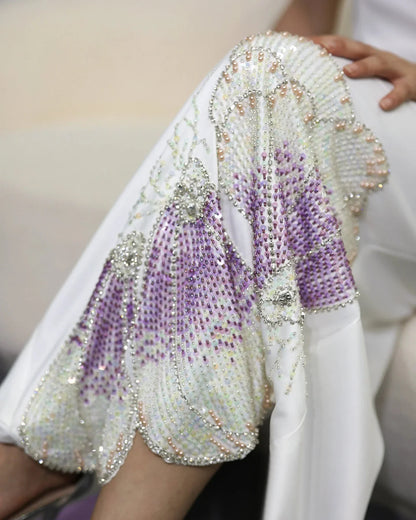 Vintage Butterfly Design Beaded One-shoulder Mermaid Long Prom Dress Evening Dress TP4567