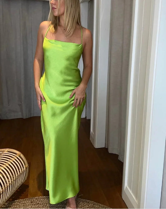 Green Straps Backless Party Dress Wedding Guest Dress Charming Formal Dress Wholesale