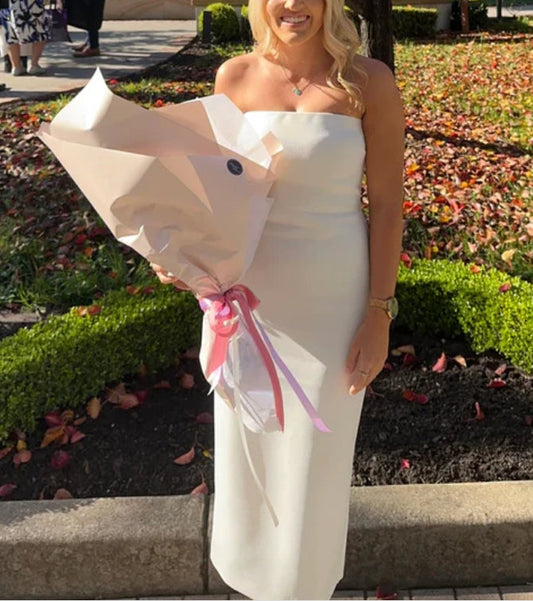 omberprom Elegant Strapless Cocktail Dress Simple Party Dress Off Shoulder Formal Dress Wholesale