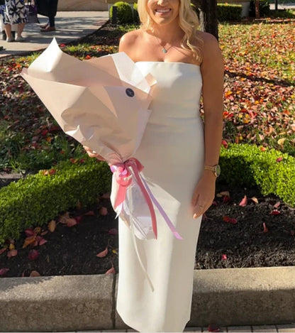 omberprom Elegant Strapless Cocktail Dress Simple Party Dress Off Shoulder Formal Dress Wholesale