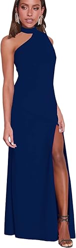 Women's Halter Neck One Shoulder Wedding Guest Dress Summer Slit Asymmetrical Cutout Cocktail Party Maxi Dresses Wholesale