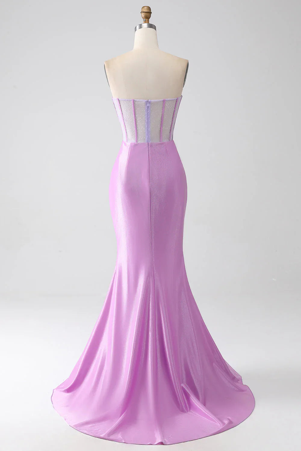 omberprom Mermaid Long Prom Dress Sweetheart Strapless Pleated Corset with Slit