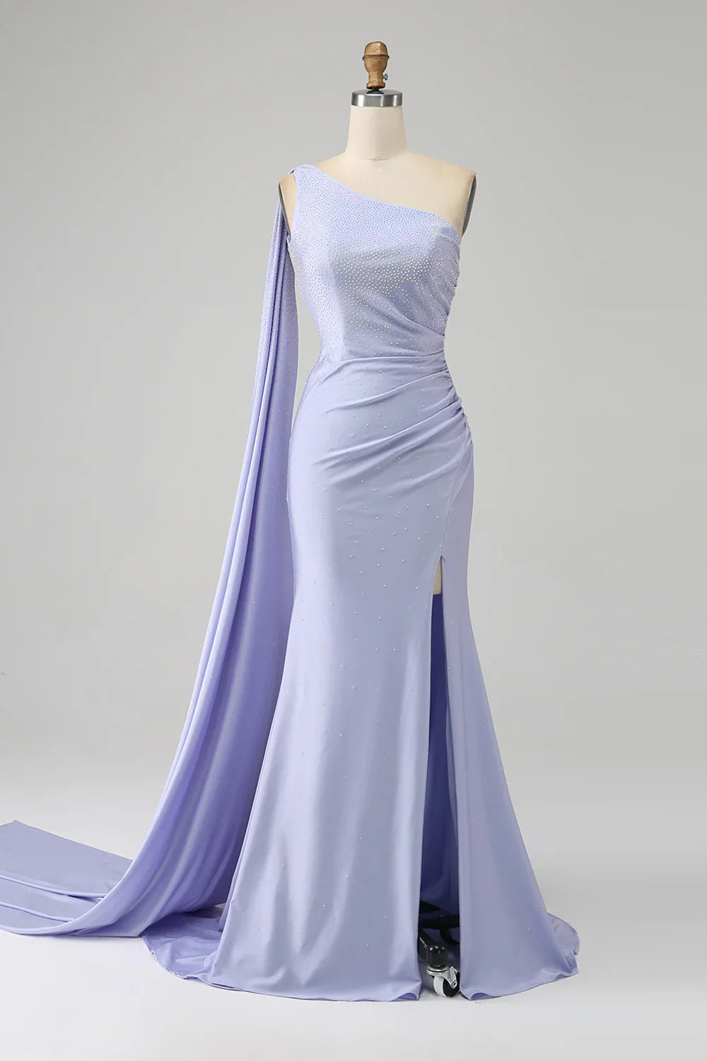 omberprom Lilac Mermaid Evening Dress One Shoulder Backless Long Prom Dress with Slit