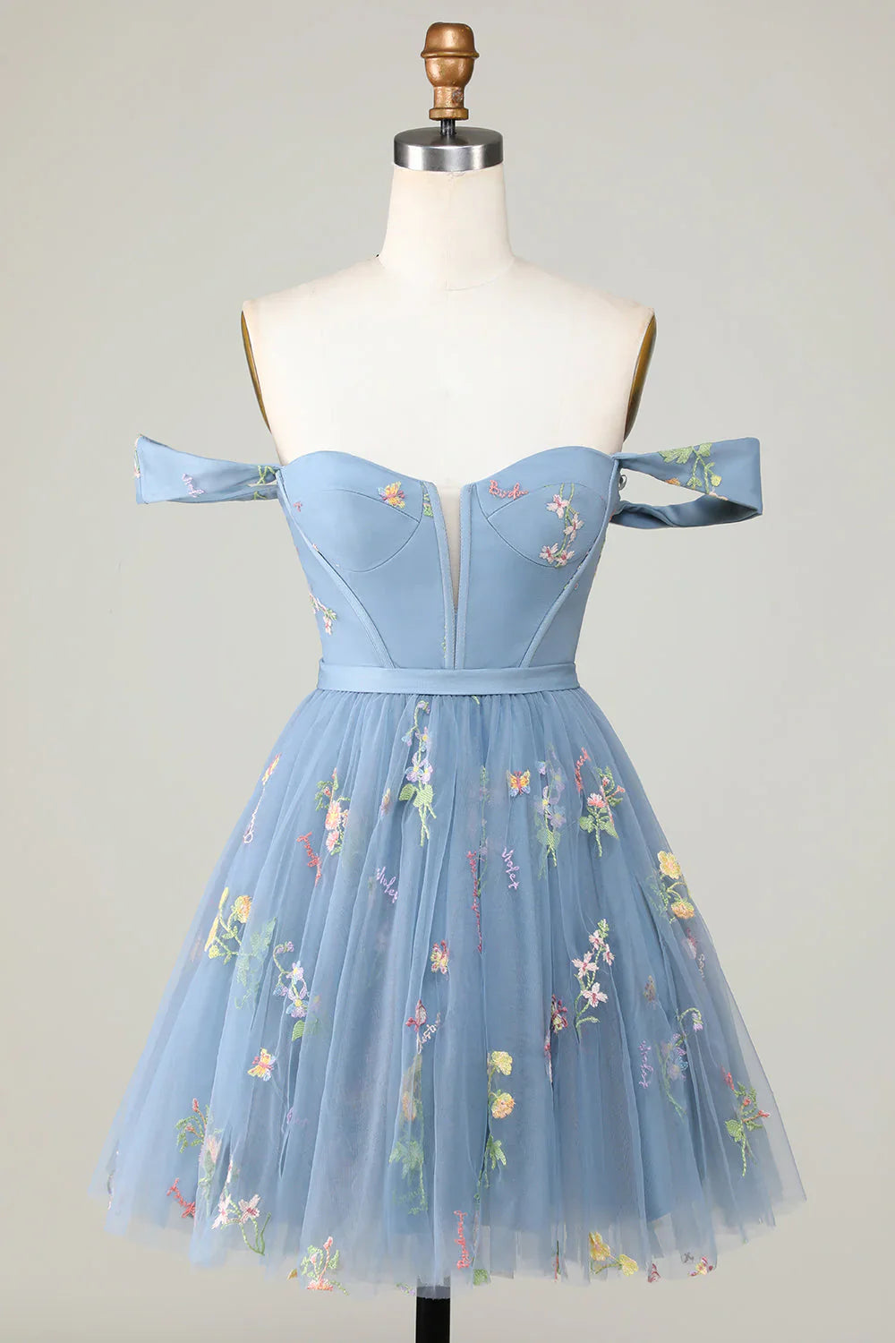 omberprom A Line Short Homecoming Dress Cute Sweetheart Purple with Embroidery