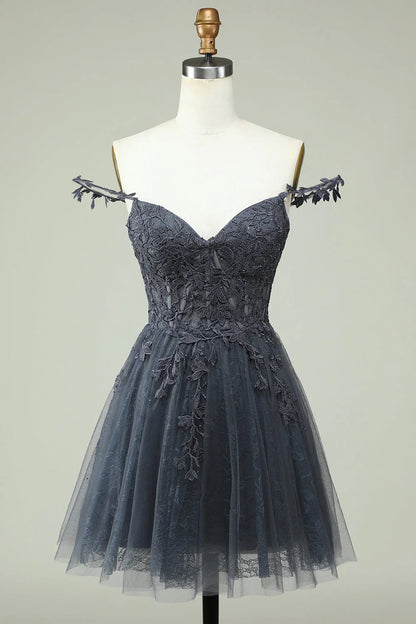 omberprom A Line Short Homecoming Dress Spaghetti Straps Mint Evening Dress with Appliques
