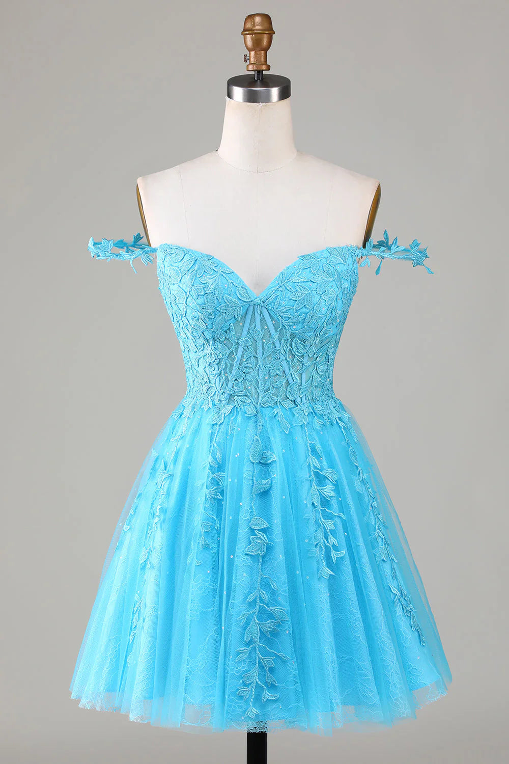 omberprom A Line Short Homecoming Dress Spaghetti Straps Mint Evening Dress with Appliques
