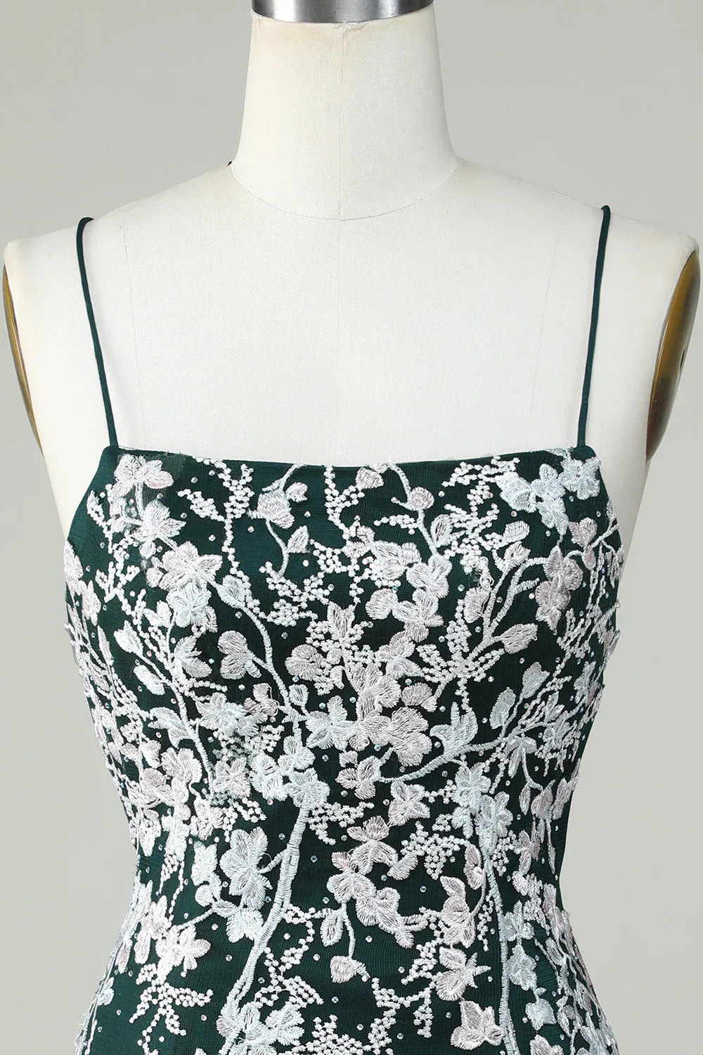 omberprom Homecoming Dress Dark Green Bodycon Spaghetti Straps With Appliques