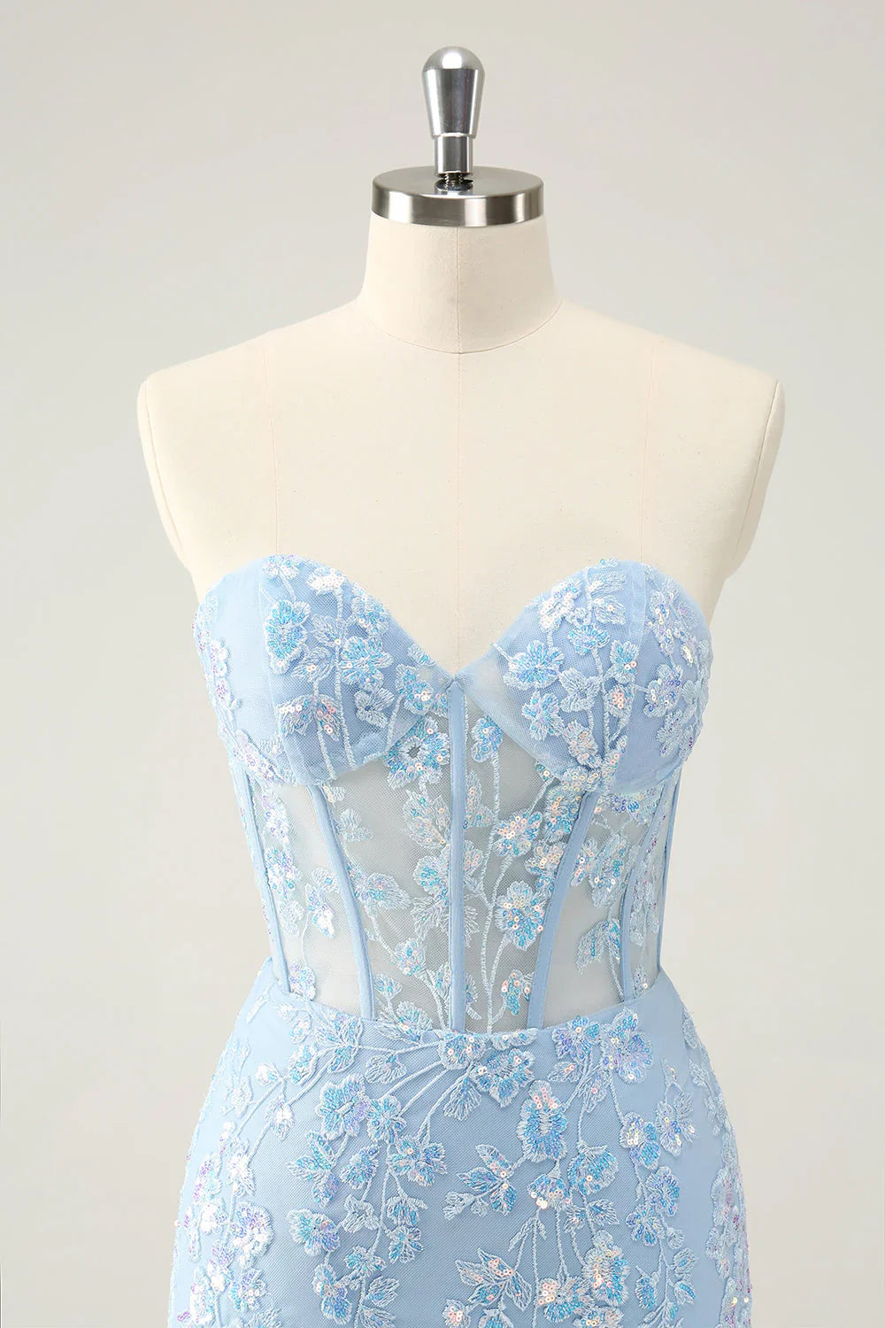 omberprom Homecoming Dress Classy Bodycon Strapless Corset with Sequins Fuchsia