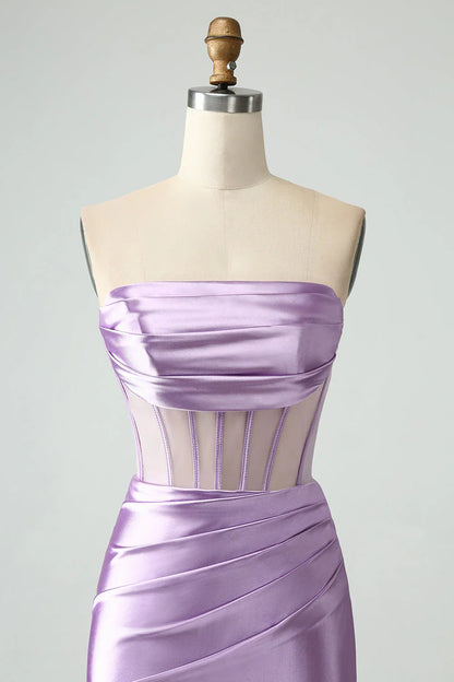 omberprom Short Homecoming Dress Dark Green Bodycon Strapless Corset Fashionable and Beautiful
