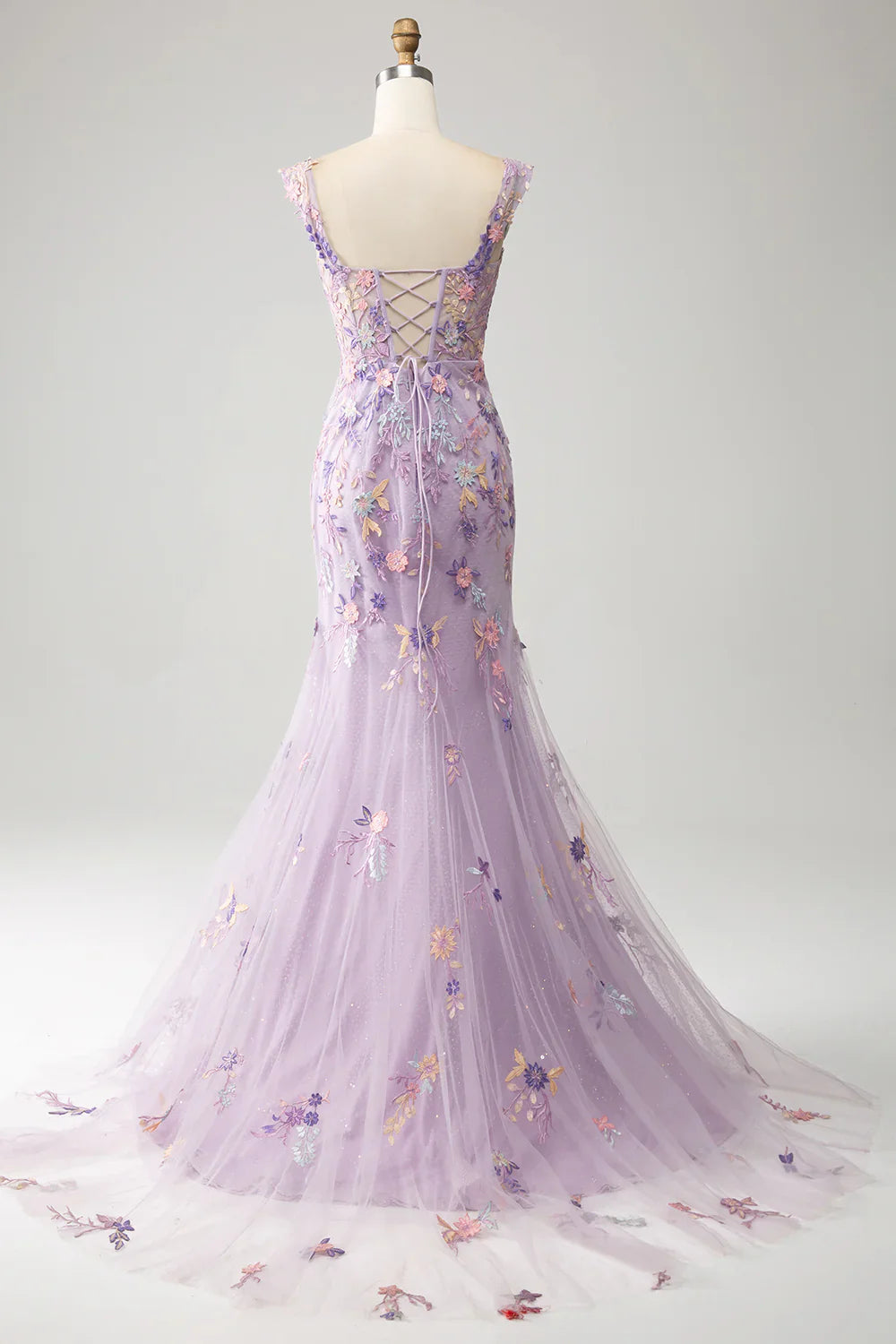 Liymcdress Mermaid Evening Dress Square Neck Split Front Prom Dress With Appliques Mauve