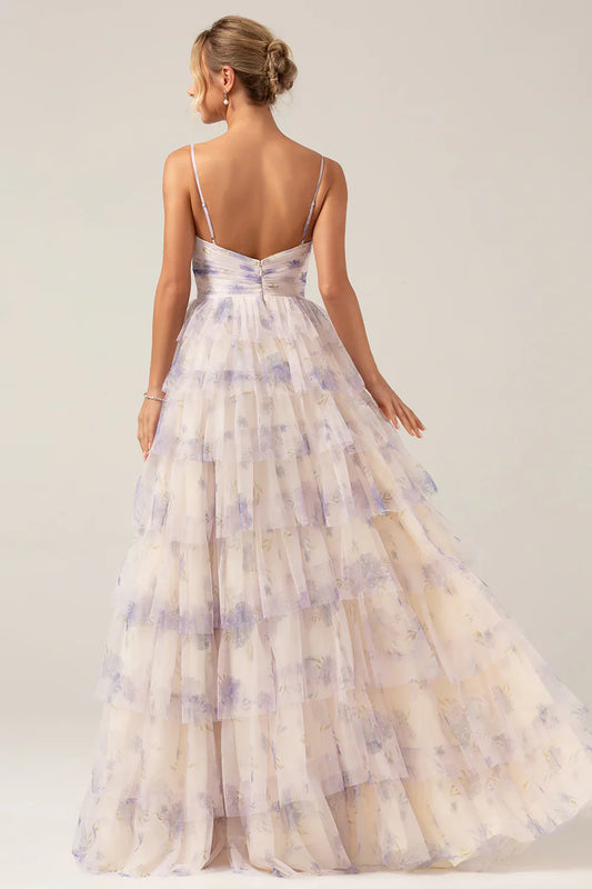 omberprom A-Line Spaghetti Straps Cut Out Long Prom Dress Maxi Dress Charming Evening Party Dress
