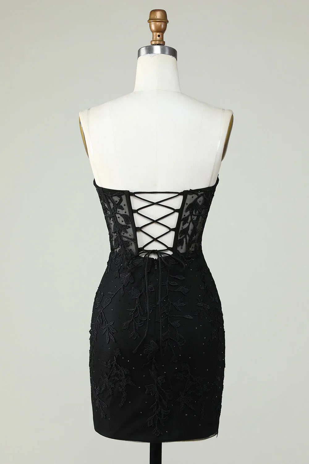 omberprom Homecoming Dress Bodycon Black Sweetheart Corset with Appliques