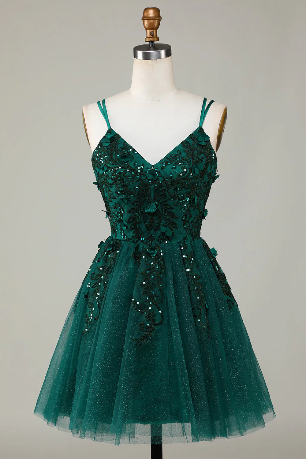 omberprom Short Homecoming Dress Dark Green Stylish A Line Spaghetti Straps with Beading