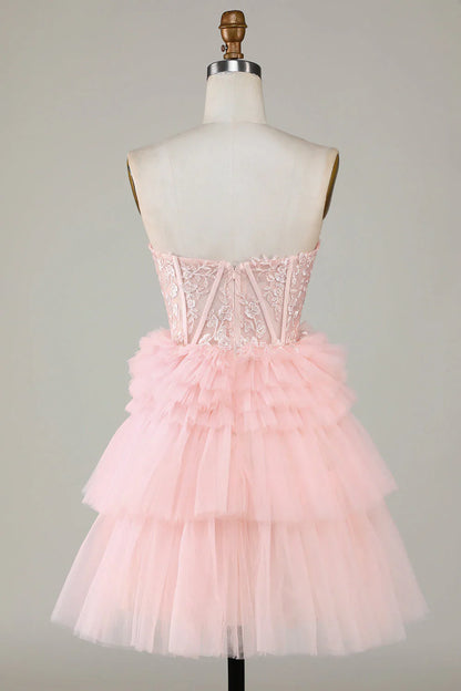 omberprom Lovely A Line Strapless Homecoming Dress Sweetheart Graduation Dress Short Prom Dress