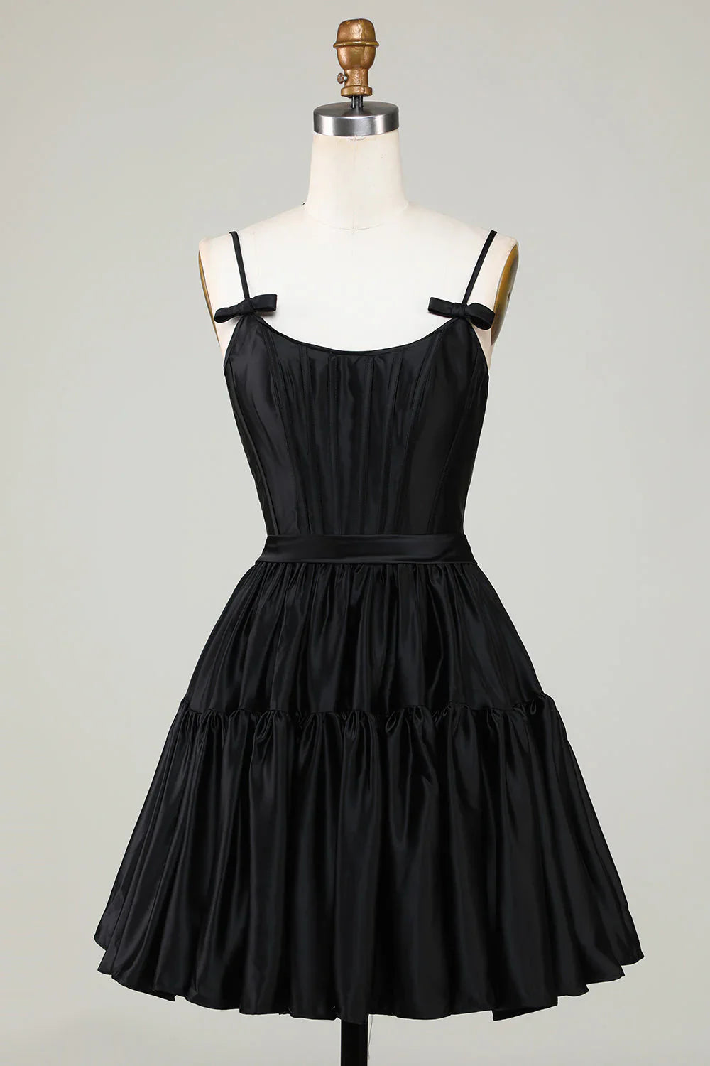omberprom A Line Homecoming Dress Cute Spaghetti Straps Corset Ruffle with Bows Fuchsia