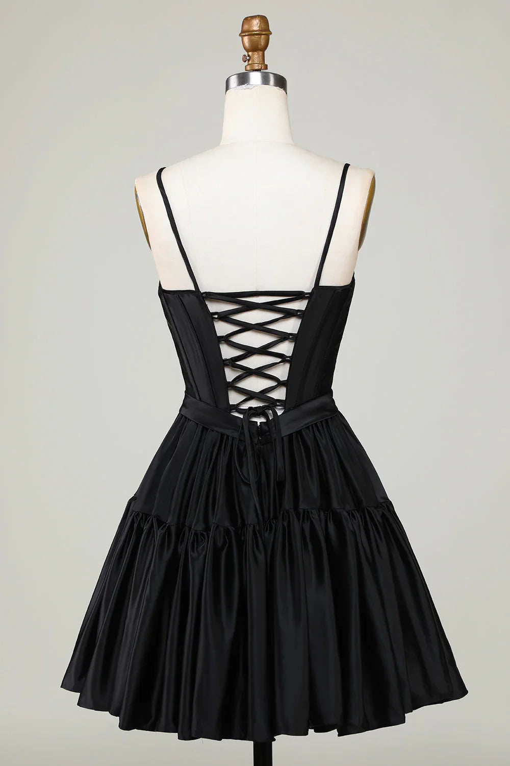 omberprom A Line Homecoming Dress Cute Spaghetti Straps Corset Ruffle with Bows Fuchsia