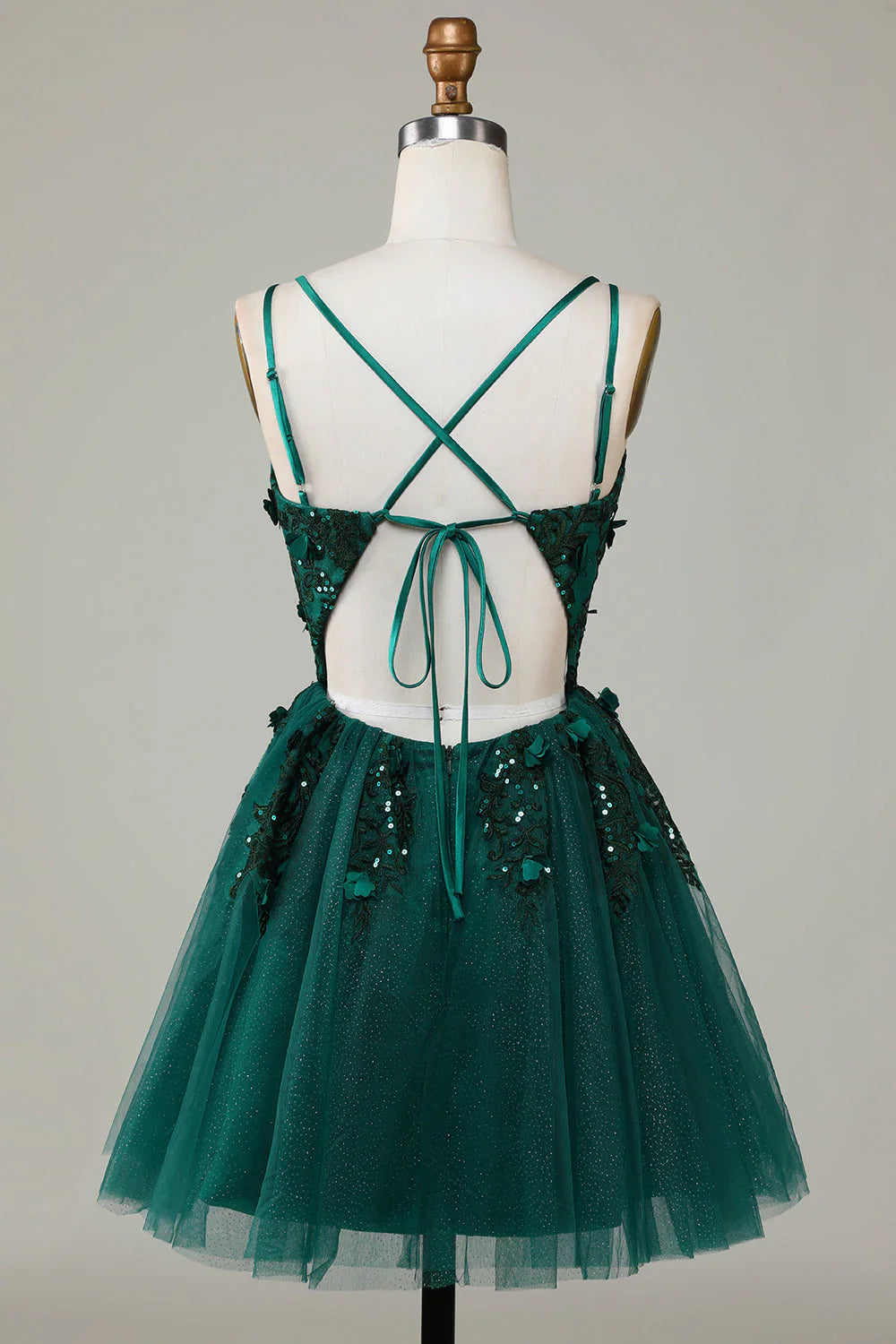 omberprom Short Homecoming Dress Dark Green Stylish A Line Spaghetti Straps with Beading