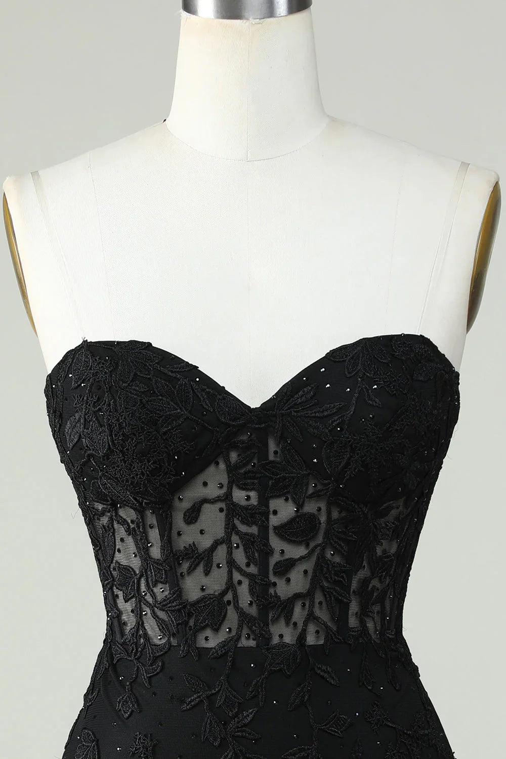 omberprom Homecoming Dress Bodycon Black Sweetheart Corset with Appliques