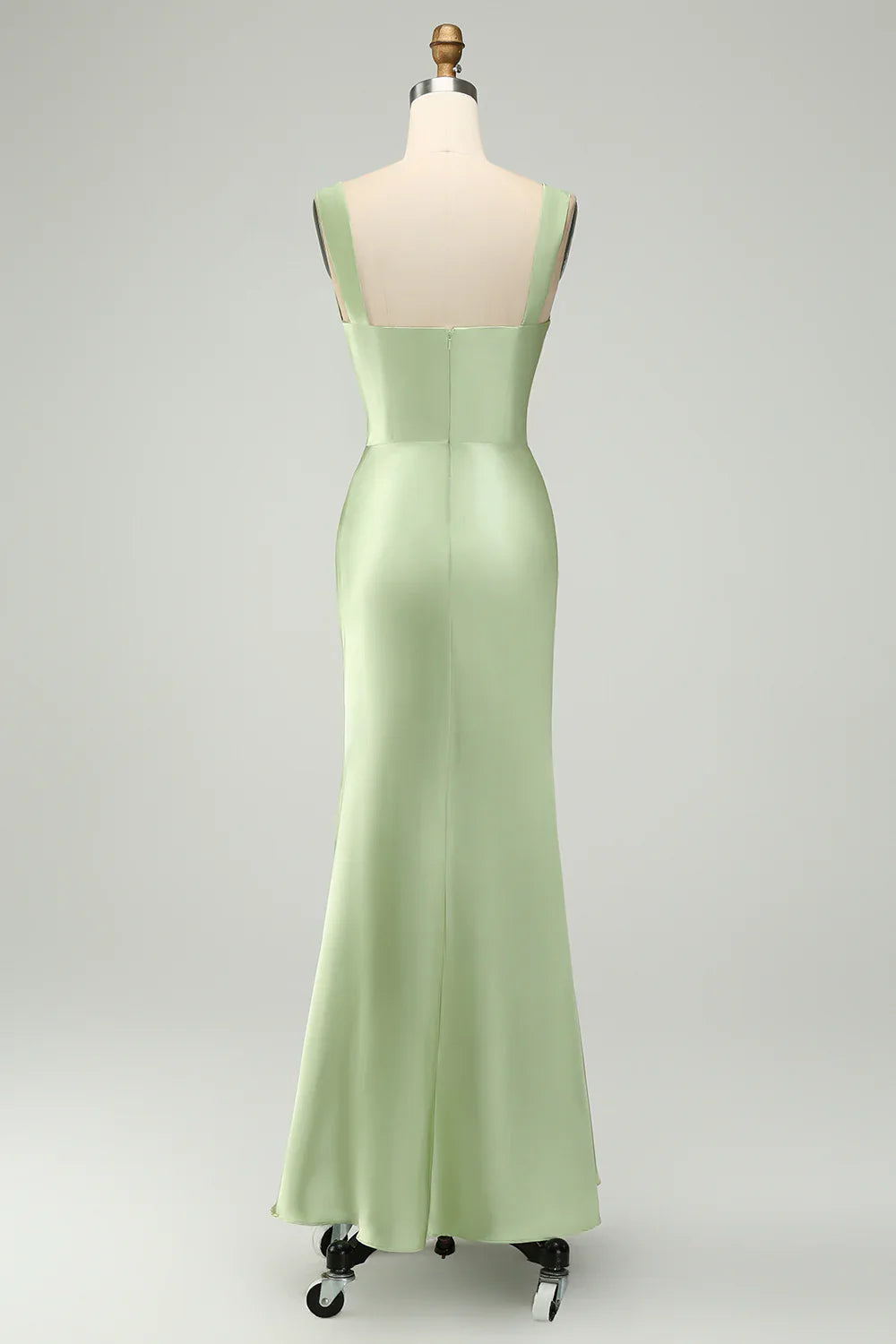omberprom Elegant Mermaid Prom Dresses Asymmetrical Satin Bridesmaid Dress Green