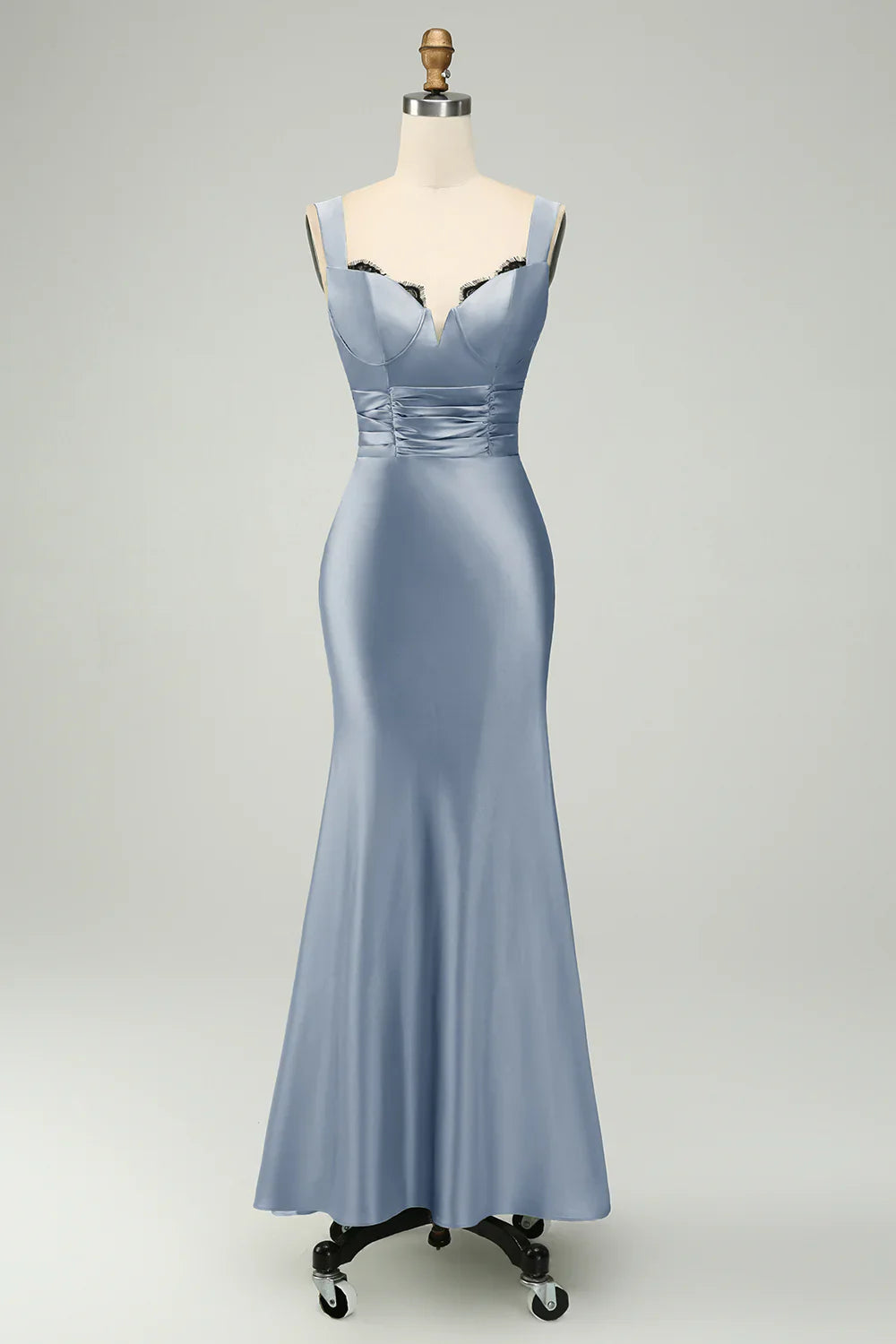omberprom Elegant Mermaid Prom Dresses Asymmetrical Satin Bridesmaid Dress Green