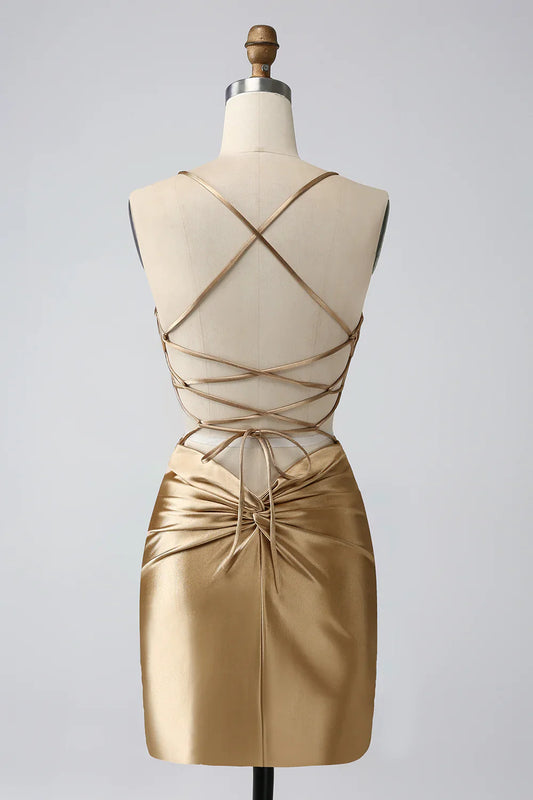 omberprom Short Homecoming Dress Bodycon Spaghetti Straps Lace-up Back Fashionable and Beautiful