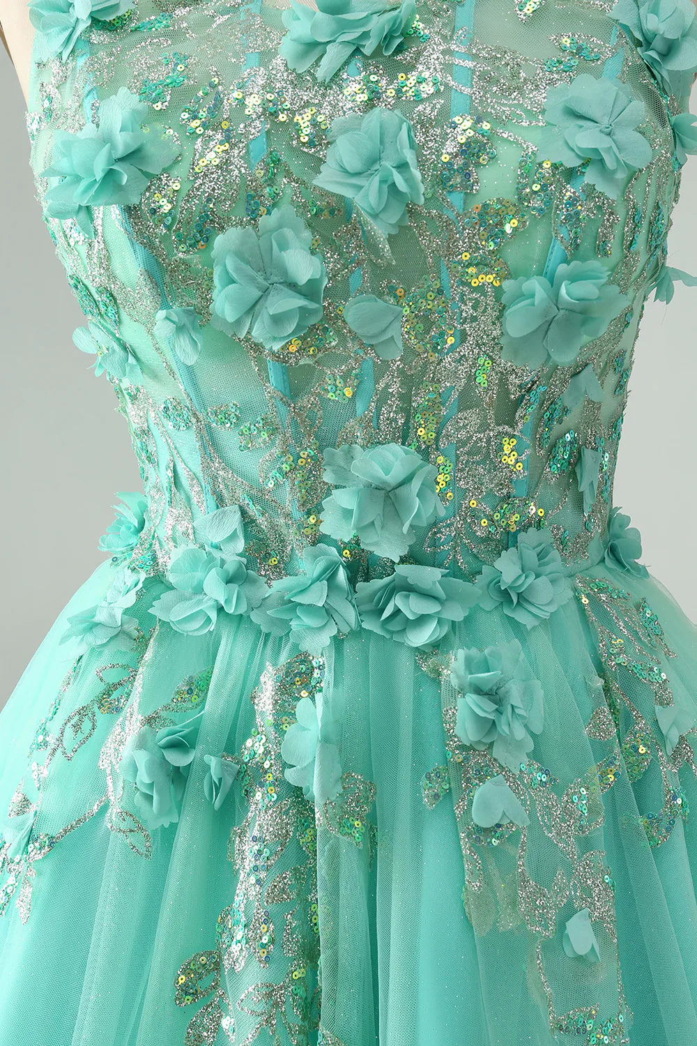 omberprom Cute Green Short Homecoming Dress A Line Spaghetti Straps Corset with Appliques