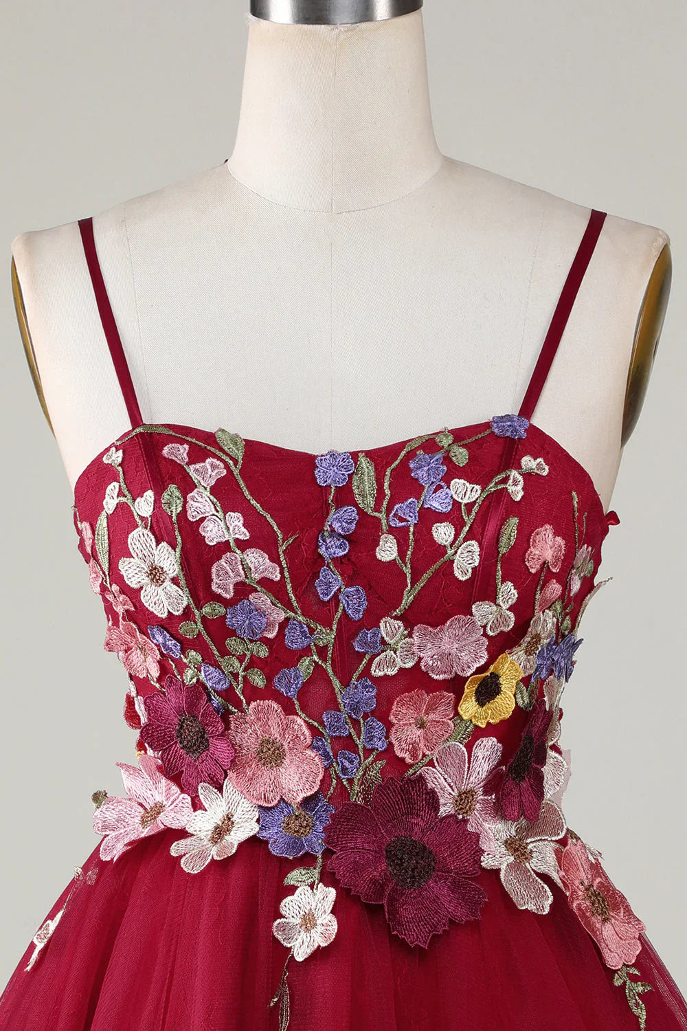 omberprom Lovely Short Homecoming Dress Gorgeous A Line Spaghetti Straps Back To School Dress with 3D Flowers