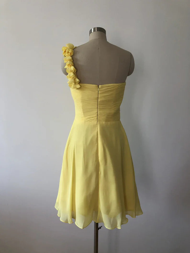 Yellow Chiffon Homecoming Dresses Short Cocktail Party Dresses