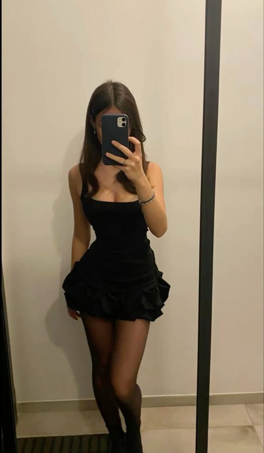 Simple Black Spaghetti Straps A Line Homecoming Dress Mini Birthday Outfits Y8910
