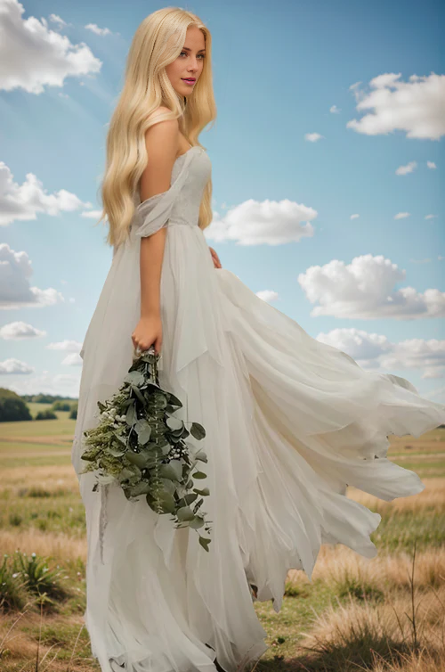 omberprom Elegant A-Line Sweetheart Off-the-shoulder Chiffon Floor Length Wedding Dress