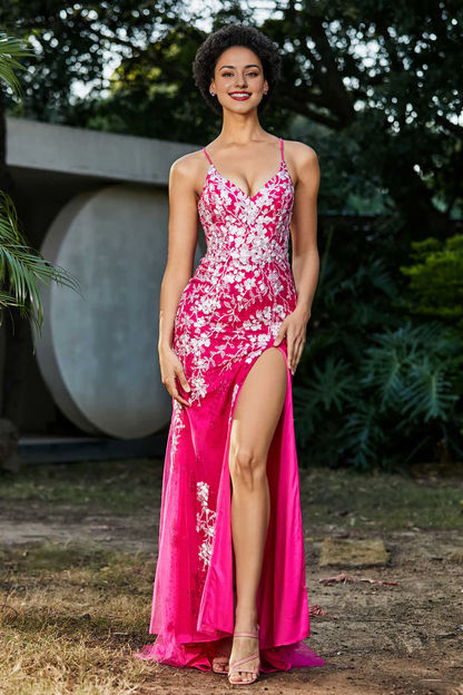 omberprom Elegant Mermaid Prom Dresses Sweep Train Dress Evening Dress Applique