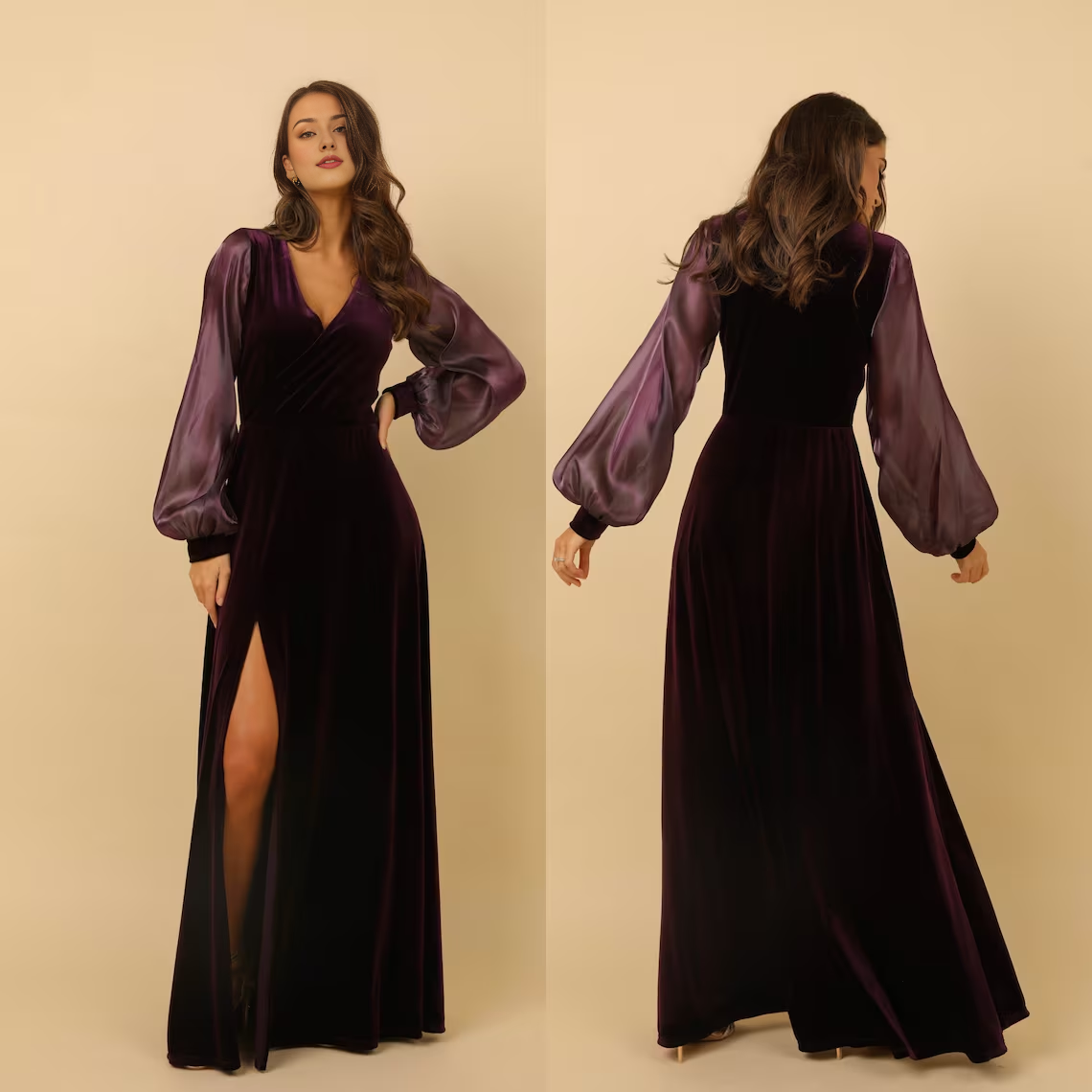 omberprom Fashionable and Beautiful Navy blue Velvet dress Velvet Bridesmaid Dress
