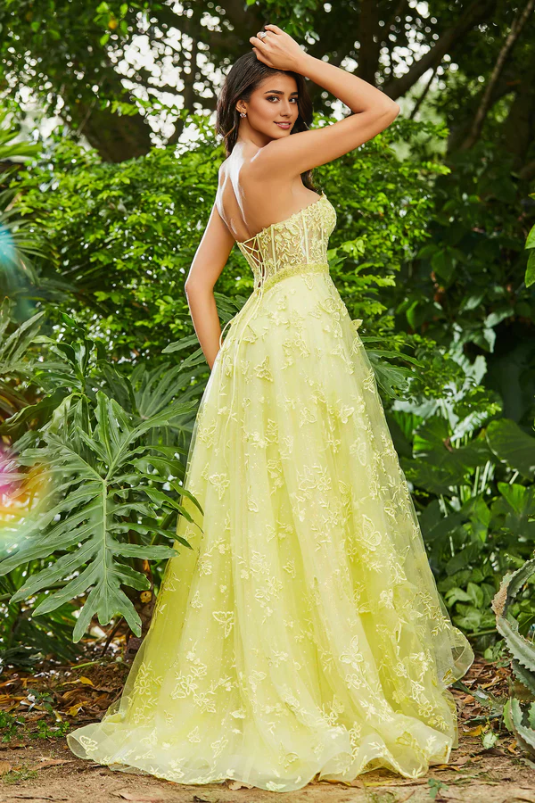 omberprom Fashion Evening Dress Sweetheart Lace Applique A-Line Dress With Slit Prom Dresses