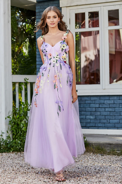 Liymcdress Elegant Prom Dresses Tea Length Flower Top Ruched Tulle Gown Evening Dress
