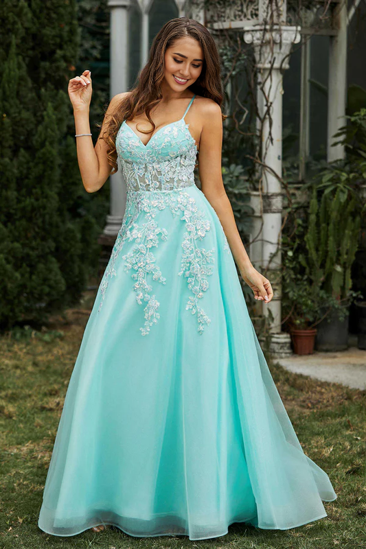 omberprom Fashion Evening Dress Beaded Applique Lace Up Tulle Dress Prom Dresses