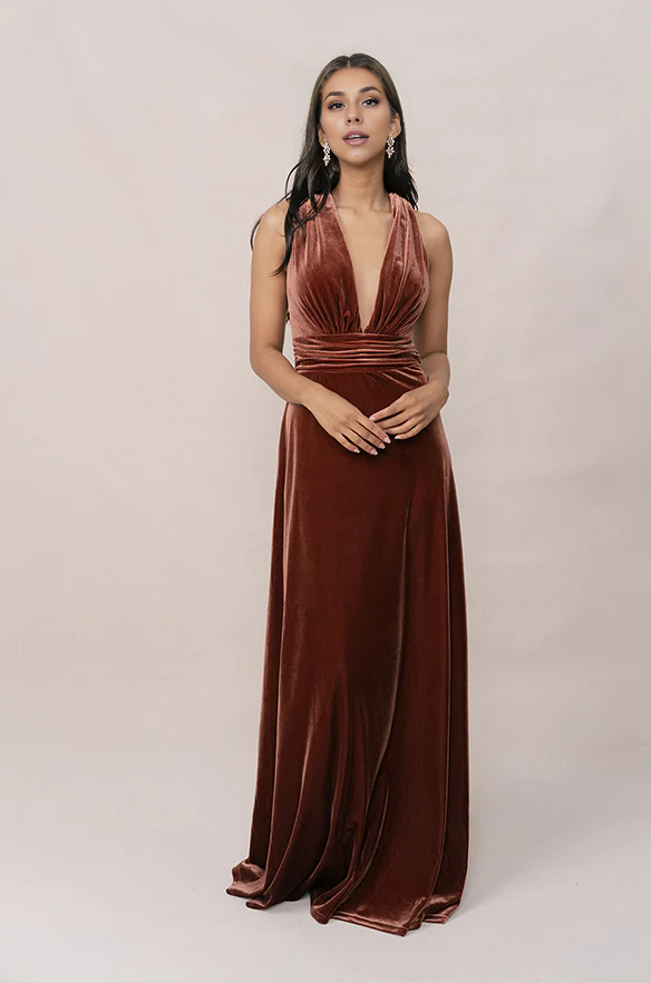 Liymcdress Fashionable and Beautiful Deep V-neck Velvet dress Velvet Evening Dress Prom Dresses