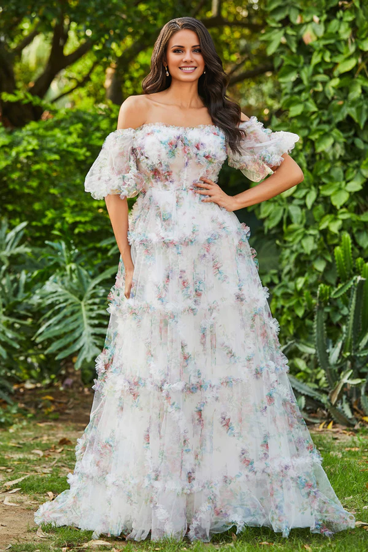 omberprom Elegant Prom Dresses Open Back Ruffle Ruched Tulle Gown Evening Dress