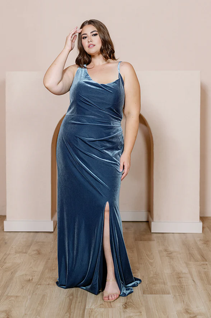 omberprom Fashionable Velvet dress Elegant Evening Dress Chic Wedding Guest Dresses With Slit