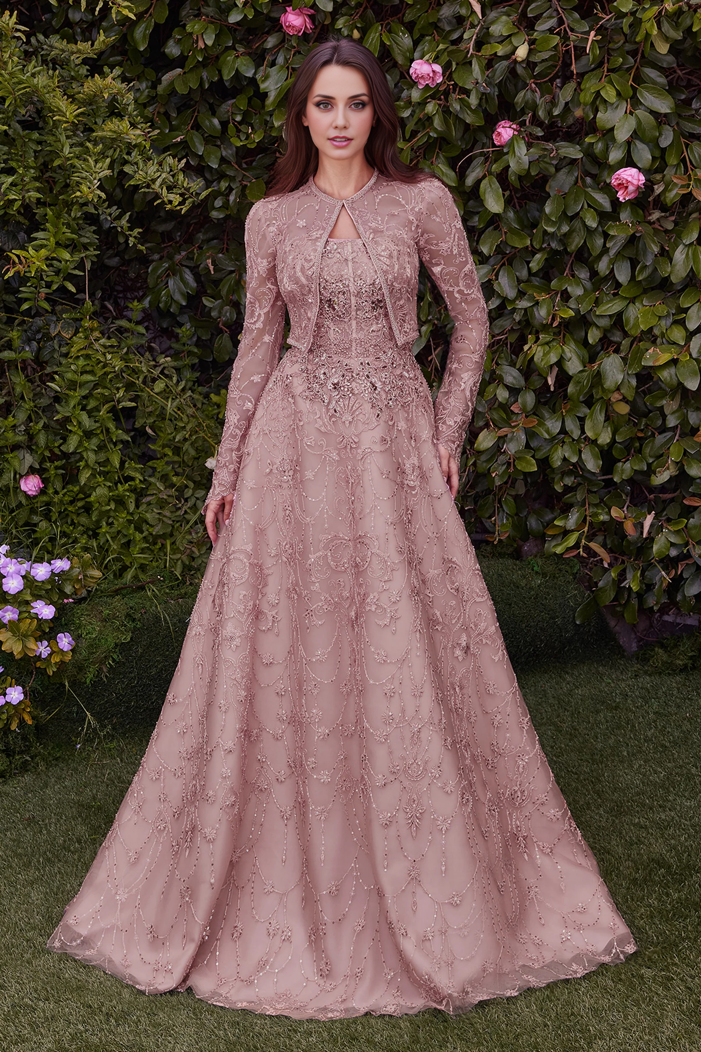 omberprom Fashionable and Beautiful A Line Evening Party Dress Long Sleeves Charming Prom Dresses
