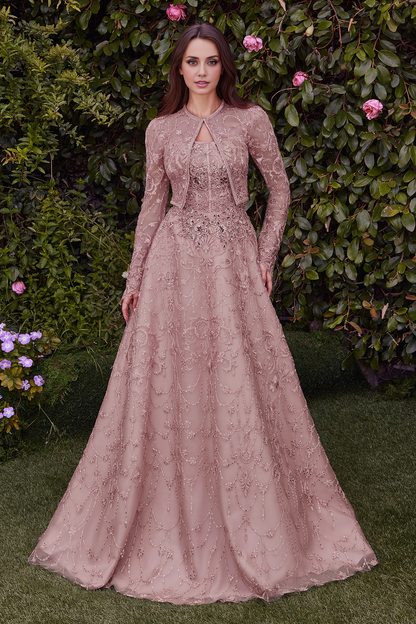 omberprom Fashionable and Beautiful A Line Evening Party Dress Long Sleeves Charming Prom Dresses