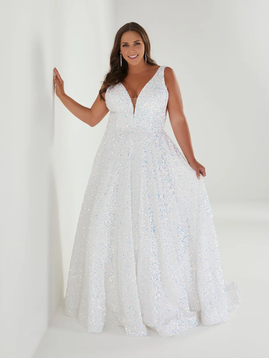 omberprom Fashion Evening Dress Plus Size Sequin A-line Sleeveless Gown Long Prom Dresses