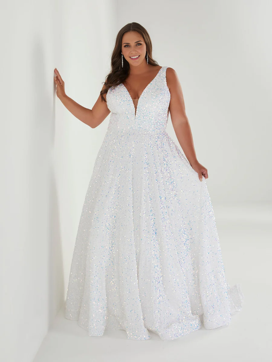 omberprom Fashion Evening Dress Plus Size Sequin A-line Sleeveless Gown Long Prom Dresses
