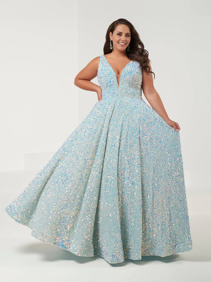 omberprom Fashion Evening Dress Plus Size Sequin A-line Sleeveless Gown Long Prom Dresses