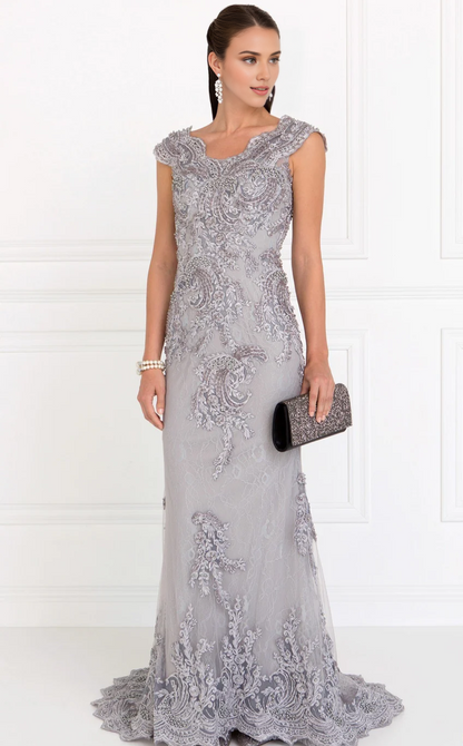 omberprom Elegant Evening Dress Cap Sleeve Lace Mermaid Gown Prom Dresses Mother of the Bride Dresses