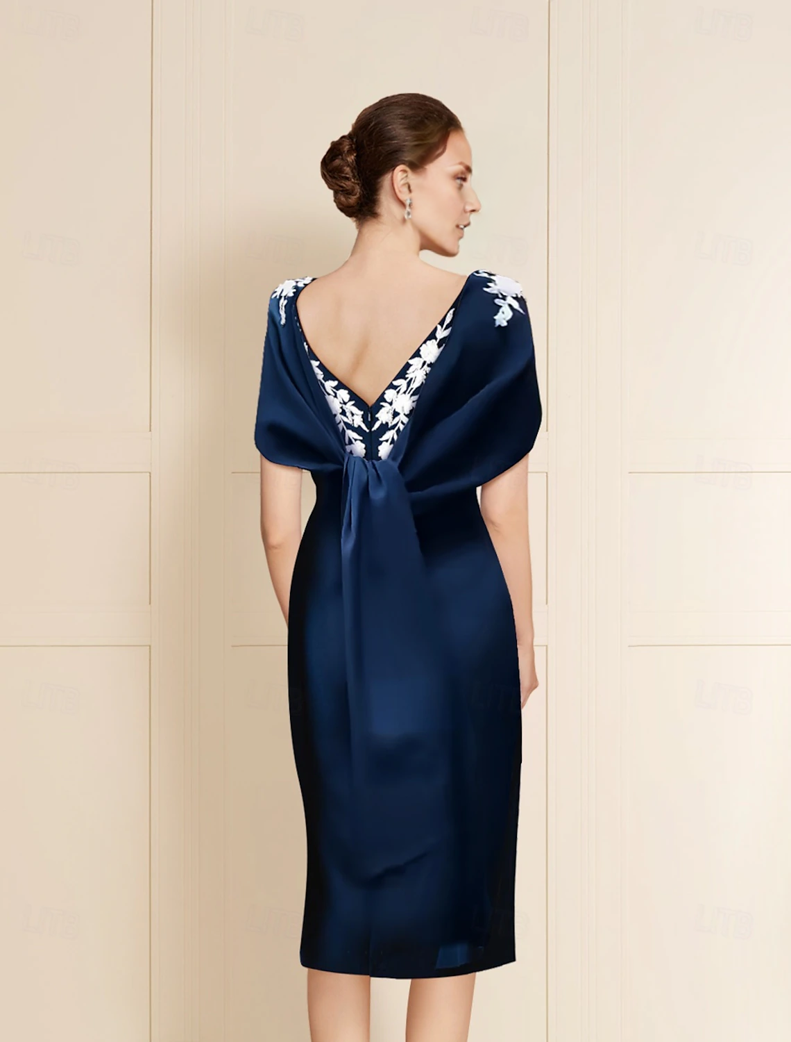 omberprom Elegant Sheath / Column Mother of the Bride Dress Elegant Simple Off Shoulder Tea Length Short Sleeve Evening Party Dress