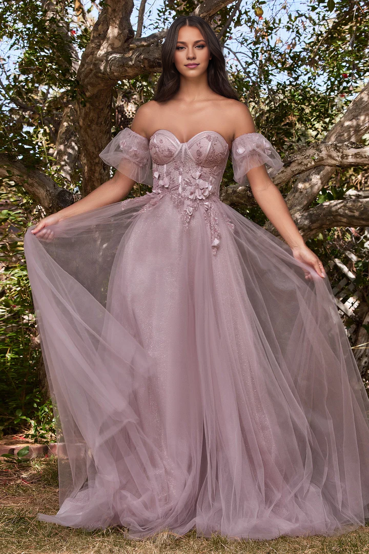 omberprom Elegant Formal Women's Dresses 3D Floral Strapless Slit Dresses Gowns Evening Dresses
