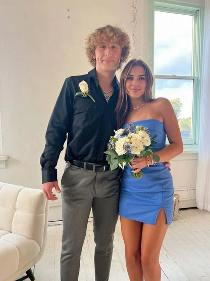 omberprom Elegant Gowns Evening Dresses Blue Sheath Homecoming Dress Short Prom Dress